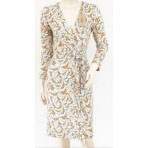 Tucker womens small coffee sandy beige wrap dress bamboo cotton knee length